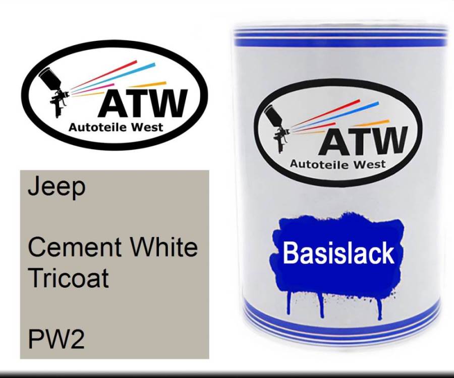 Jeep, Cement White Tricoat, PW2: 500ml Lackdose, von ATW Autoteile West.